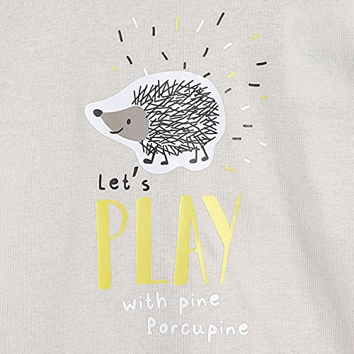 Image of miniklub Boys Off White Yellow Typography Printed Applique Cotton Pure Cotton T-Shirt