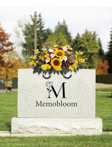 Headstone Flower Saddle for Cemetery: Rose Sunflower Artificial Cemetery Saddles for Headstones - Grave Decorations image 4