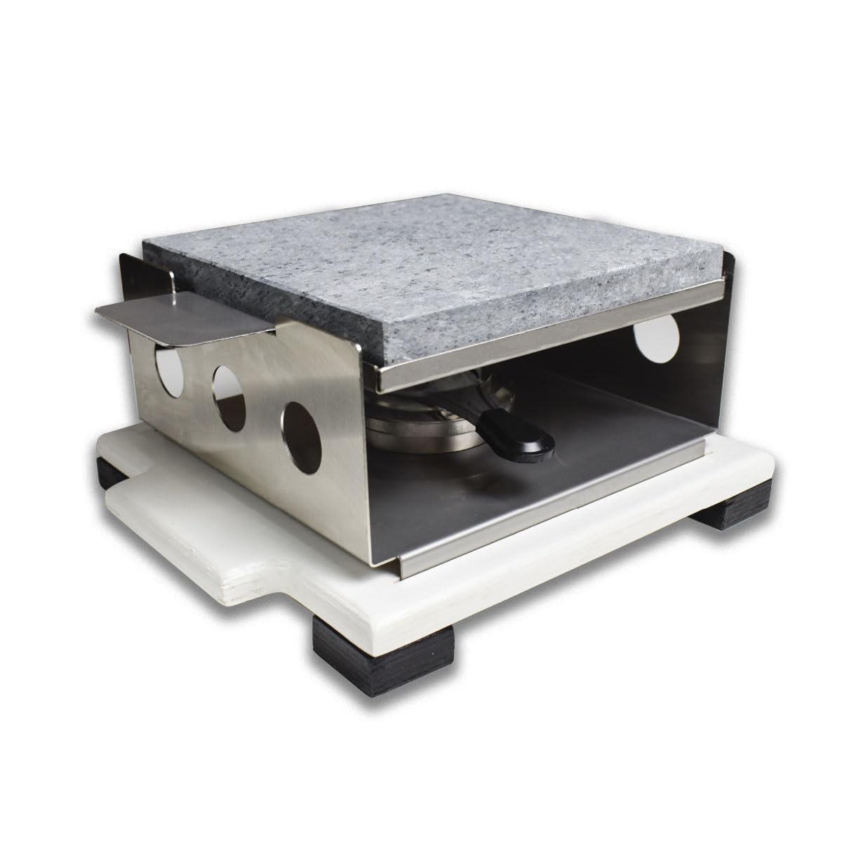Pierre de cuisson volcanique pour la viande - Pierre de cuisson 20x20 - Fer à viande pour restaurants et particuliers - Modèle R 20x20 Deluxe avec pierre pour viande à la pierre