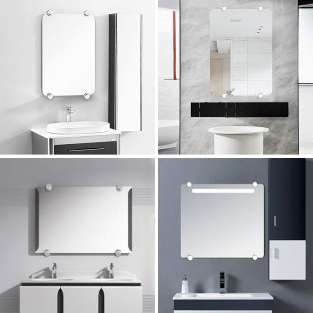 Justdolife 4 sets spiegelclip multifunctionele ronde wandhouder van glazen clip spiegelhouder