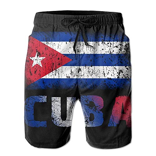 ZQHRS Grunge Bandera Cubana Pantalones Cortos de Secado Rápido Tropical para Hombres...