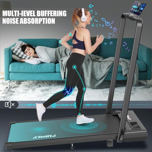 Image of Foldable Treadmill with Incline-Walking Pad with Handle Bar-Portable Walking Pad Treadmill 350+ lb Capacity-Under Desk Treadmills, 4 in 1 Running Machine LED Display /Dual Control