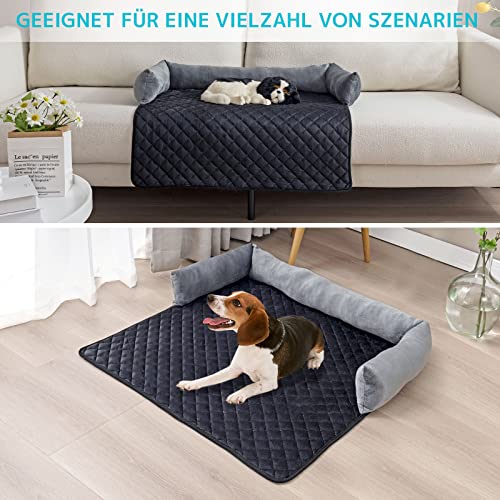 OKYUK Hundebetten Hundekissen - Sofaschutz, handgefertigtes Hundebett waschbar, hundekissen,Couchkissen, Hundematte Flauschiges Hundebett für große, mittelgroße & kleine (Grauschwarz,75 ×75cm)