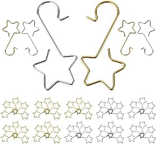 Anstore 120pcs Christmas Ornament Hooks,Star-Shaped Ornaments Hangers, 4cm Metal Christmas Bauble Hooks Christmas Tree Decoration Hooks for Hanging Christmas Balls, Socks, Gift Bag (Sliver, Gold)