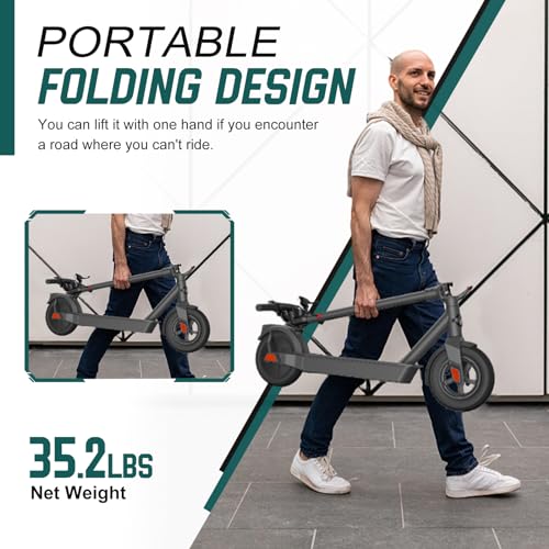 Electric Scooter Adult, 500W Peak Motor, 32km Long Range, 10” Solid and Pneumatic tire,3 speed mode, Foldable Electric Scooters,36V 7.8Ah Electric Scooter for Adults Urban Commuter