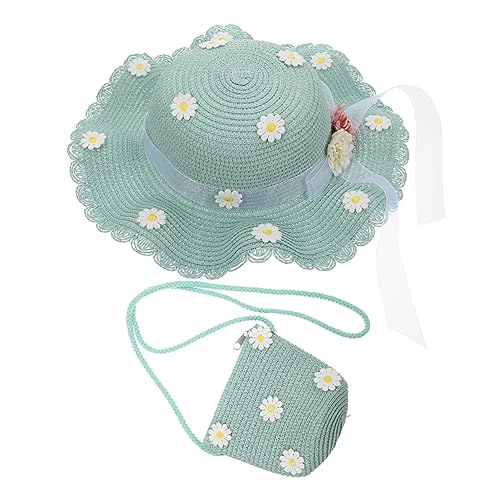 Homoyoyo 1set Breathable Straw Hat and Handbag for Girls Adorable Brim Design for and Family Outings