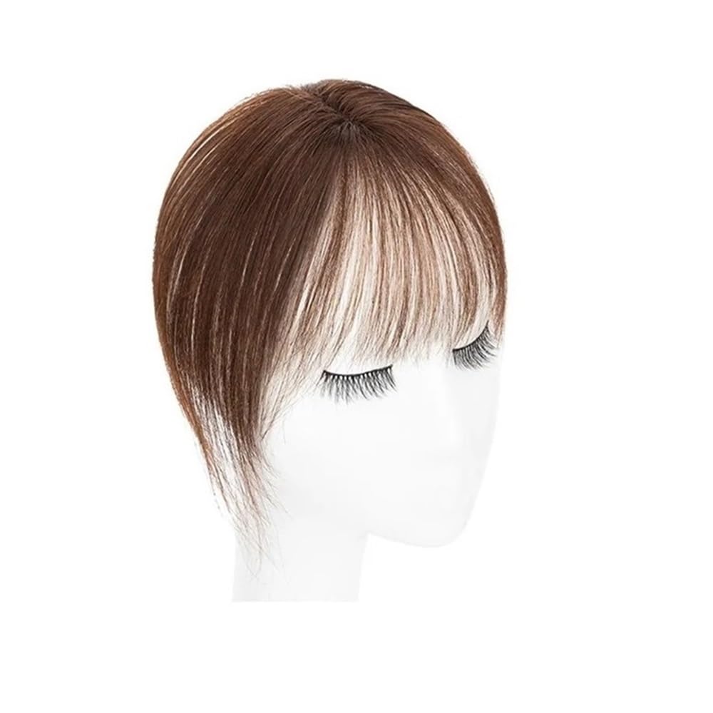 Flequillo de aire de 4 x 6 cm, cabello humano, postizo con clip, 10 g, flequillo ligero de 25 cm(Dark Brown)