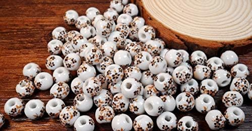 Miniatura 4 de Calvas 50 unidslote de 0.394 in agujero grande grande cuentas de cerámica flor azul y blanco granos de porcelana hechos a mano DIY joyería