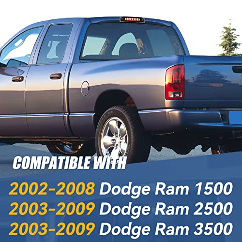 Auto Dynasty Dual Row 18 Led Rear Tail Center High Mount Stop Lamp Third Brake Cargo Light Compatible With Dodge Ram 1500 2500 3500 02-09, Black Housing, Smoke Lens #TOP6