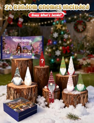 Christmas Gnome Advent Calendar 2025,24-Day Gonk Advent Calendar with 24 Unique Plush Gnome Decorations,Christmas Countdown Calendar for Tree Home Party Decorations,Xmas Gifts (Gnome(A)) - Image 3