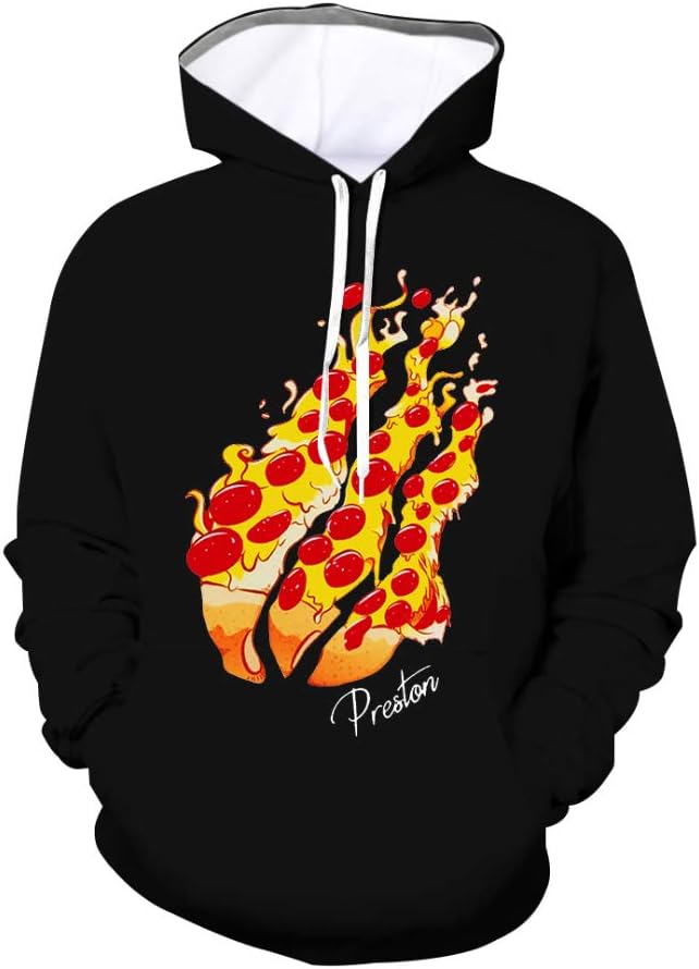 diqiuzhiyan Preston Fire Nation Playz Gamer Flame Hoodie for Boys Girls 3D Print Sweatshirts for Kids… (Pizza, XS)