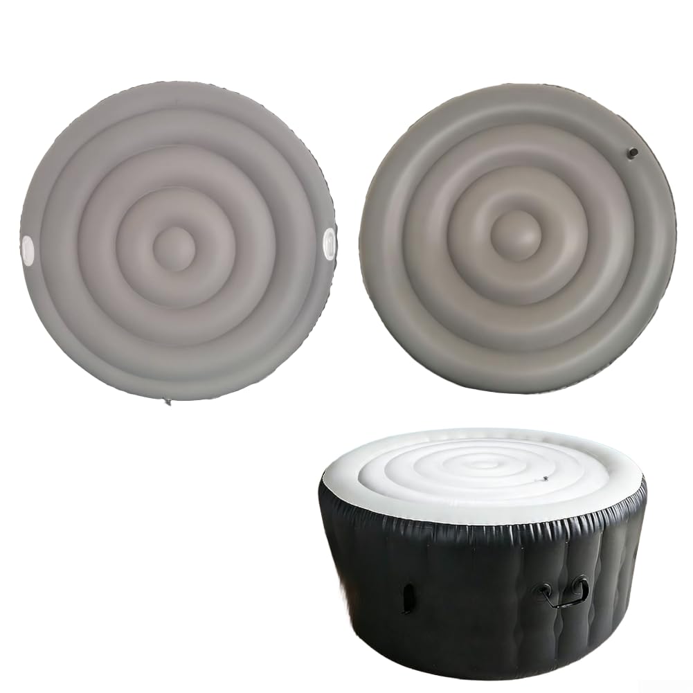 Bâche de piscine gonflable d'extérieur en PVC pour piscine ronde, couvercle étanche et résistant aux débris pour jacuzzi ou spa, installation simple (165 cm avec poignée)
