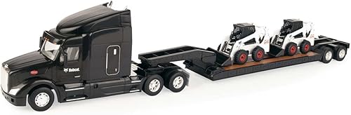ERTL 132 Big Roads Peterbilt 579 con remolque Lowboy y 2 Skidloaders Bobcat S450 fundidos a presión 47368
