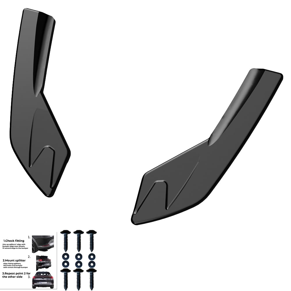Oneway Jupes de pare-chocs arrière (coins) compatible avec Audi S3 8V Sportback 2013-2016 - Noir brillant