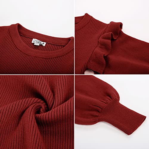 Girls Sweater Dress Size 8 Long Sleeve Crew Neck Red Dresses Knit Fall Winter #TOP1