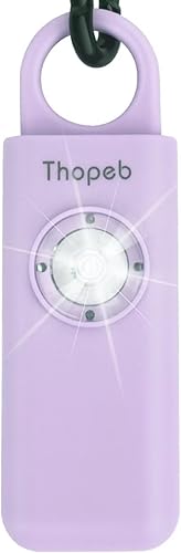 Miniatura 1 de Defensa personal original para mujeres, alarma personal para mujeres, recomendada por la policía, llavero de color de sirena LED de 130 dB (morado)
