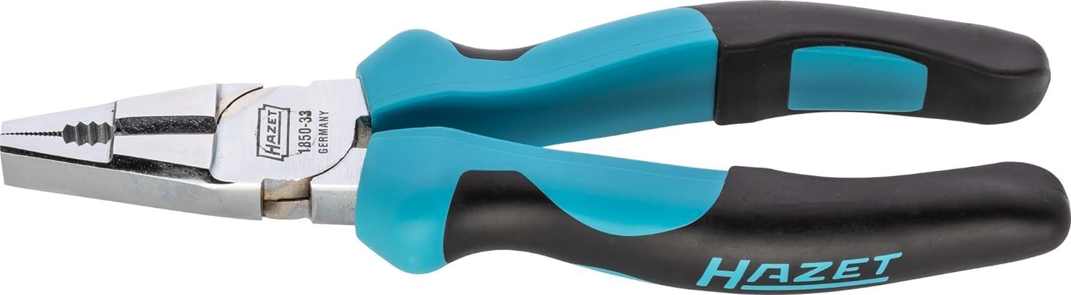 Alicates combinados HAZET 1850-33 I Filos endurecidos por inducción (dureza: 60 HRC) I Mango ergonómico de 2 componentes I Para cortar materiales con precisión