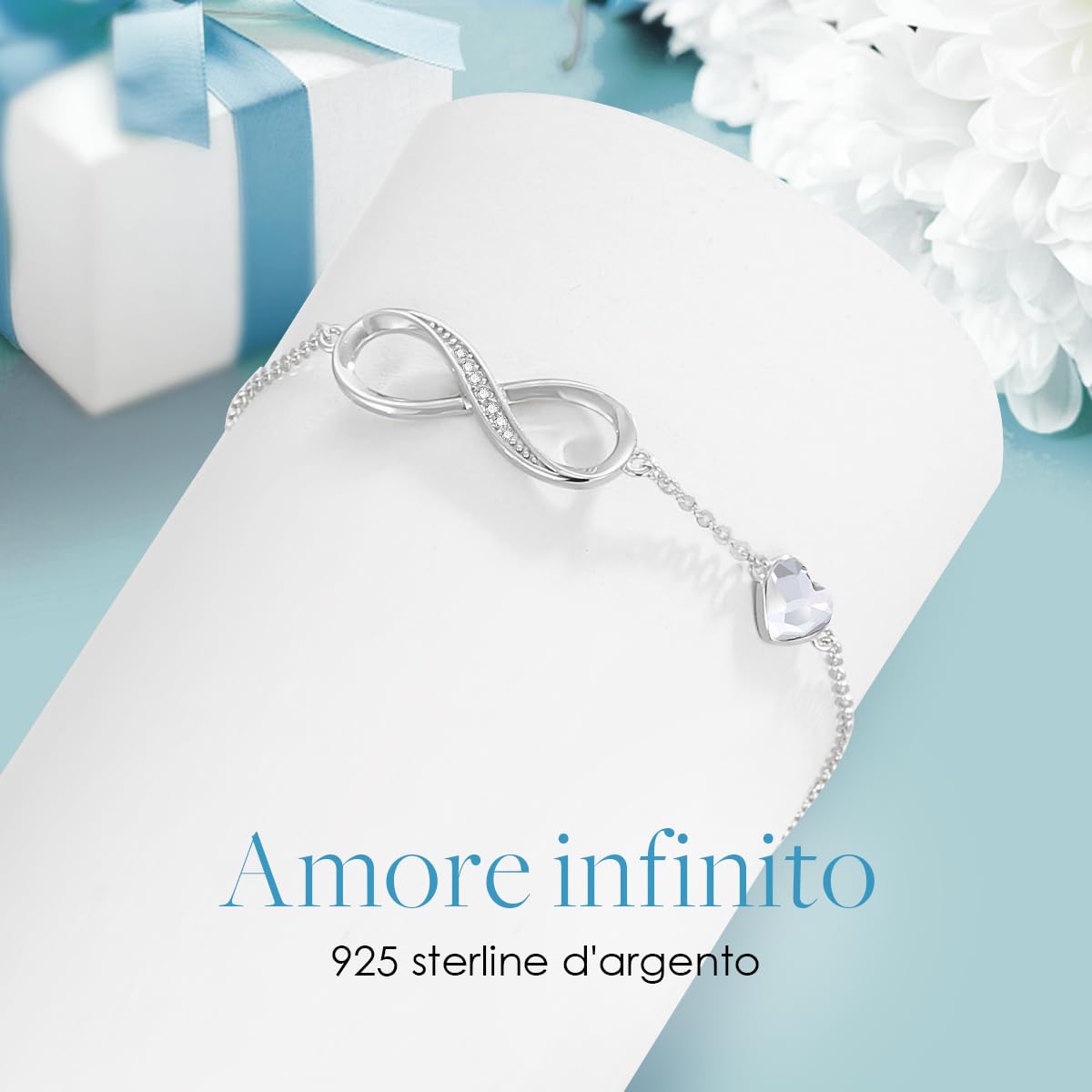 LOUISA SECRET Bracciale Donna Argento 925 or Acciai inossidabili Braccialetto Infinito Bracciali Cuore Gioielli Regalo Natale Compleanno Festa Della Mamma per Moglie Amiche Amica