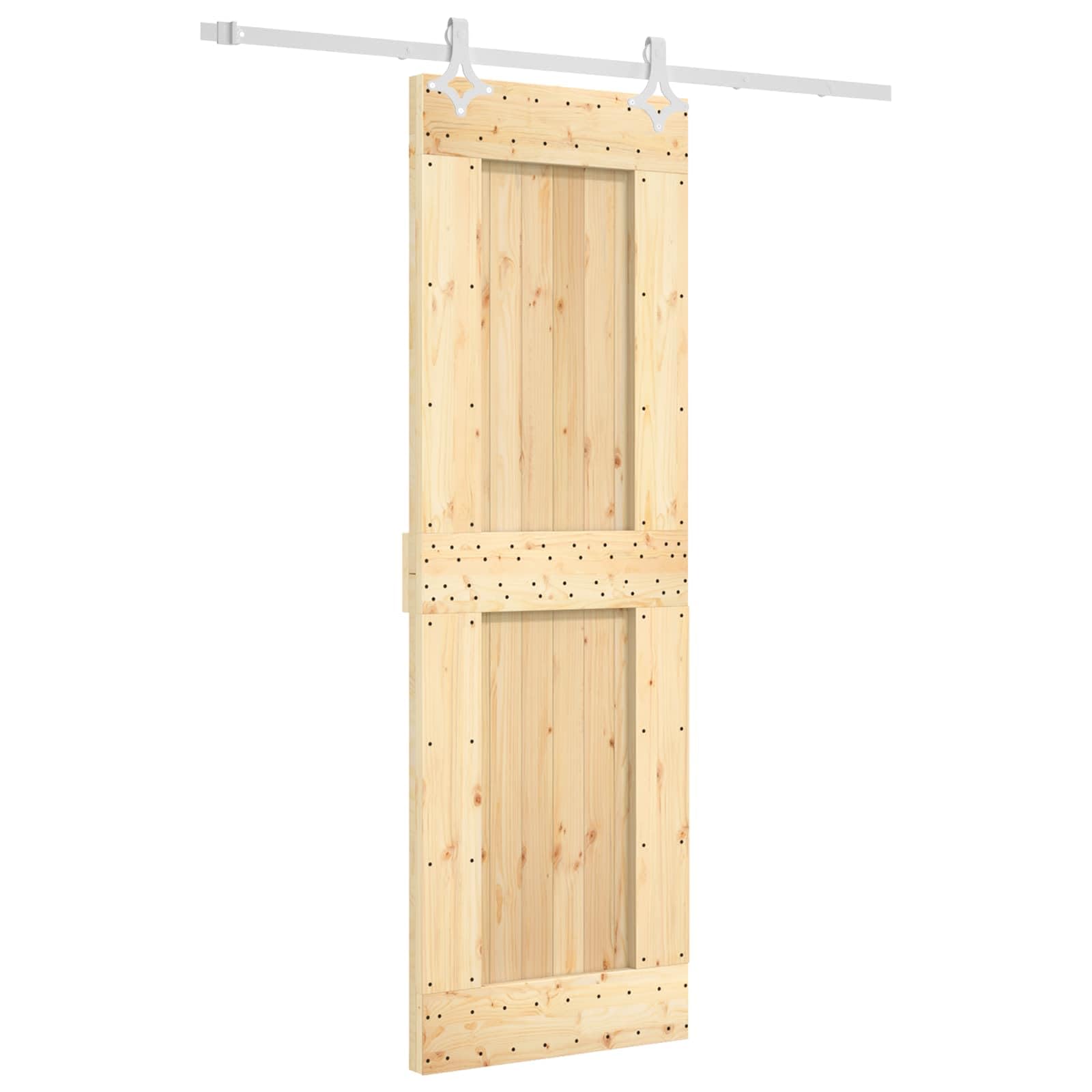Puerta corredera 70 x 210 cm de madera de pino y blanco con guía