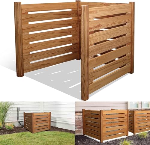 Air Conditioner Fence,Wooden Privacy Fence,3 Panels 36' L x 36' W x 36' H,Wood Compost bin,Suitable for Outdoor Trash Cans,AC, Pool Equipment Enclosures.