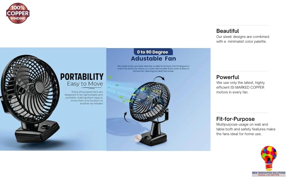 Image of STARVIN 6 Inch Wall Mount Fan with Table & Ceiling Mount | 3-in-1 Multipurpose Fan | 2400 RPM High Speed Copper Motor | Adjustable Tilt Compact for Home, Kitchen, Office | Black