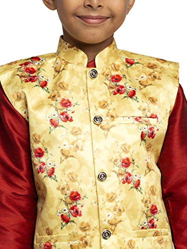 Image of KRAFT INDIA Boys Satin Printed Nehru Jacket Only