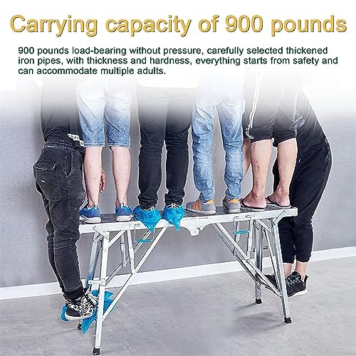 Échafaudage pliable portable en acier robuste avec échelle réglable intégrée