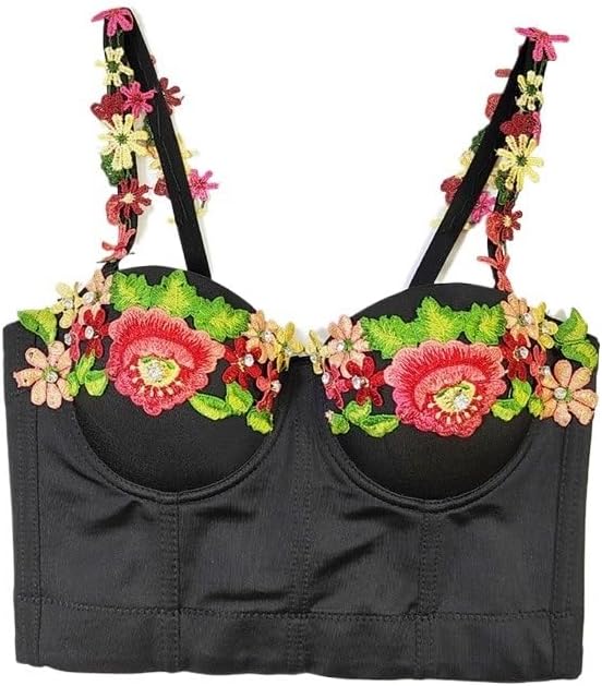 Girls' Sweet and Fresh Suspenders with Flower Embroidery and Fishbone Slim Hot Girl Lace Small Vest With Chest Wrap