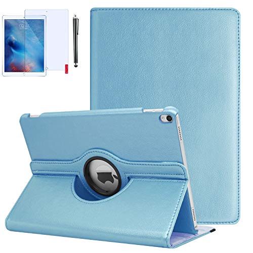 iPad 9.7 Case 2018, iPad 6th Generation Cases 2018/2017 (6th,5th) 360 Degree Rotating Stand Protective Hard-Cover Folding Case with Auto Wake/Sleep Feature (Baby Blue)