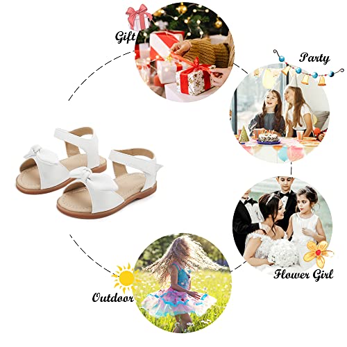Image of Felix & Flora Toddler Girl Sandals -Flower Girl Dress Shoes Open Toe Little Kid Flats