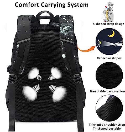 Joyfulife Galaxy Backpack Set for Kids with Lunch Box & Pencil Case