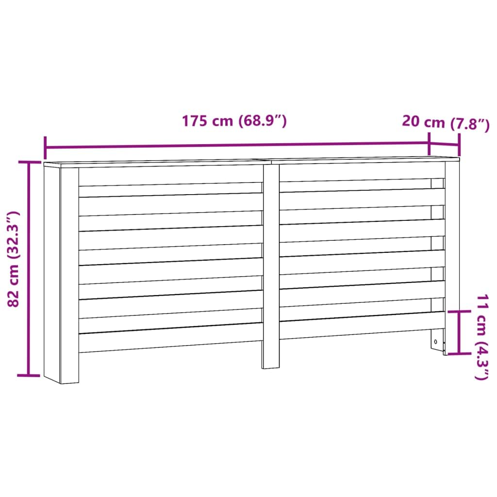 Heizkörperverkleidung Räuchereiche 175 x 20 x 82 cm Holzwerkstoff, Heizkoerper zubehoer mit Latten, Abdeckung für Wohnzimmer, Bad und Küche, für Wärme regulierung und ordentliche Optik