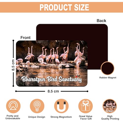 Image of Elegant Fridge Magnet with Themes |Rectangular Size Refrigerator Magnet with Magnetic Rubber Back | Pack of 1, 8.6cm X 5.4cm (Bharatpur Bird Sanctuary)