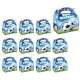 SPORTARC Confezione da 12 scatole per feste a tema calcio, porta snack per feste di gioco, celebrazioni in classe, blu 16 x 7,9 x 11,9 cm