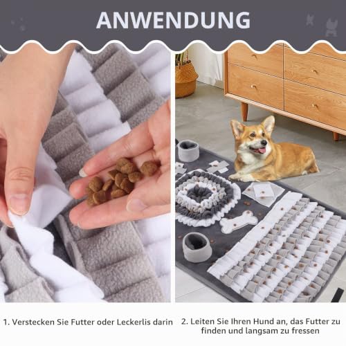 IEUUMLER Schnüffelteppich Hund, Waschbar Trainingsmatte Futtermatte für Hunde Fördert Natürliche Futtersuche & Stressabbau FC009
