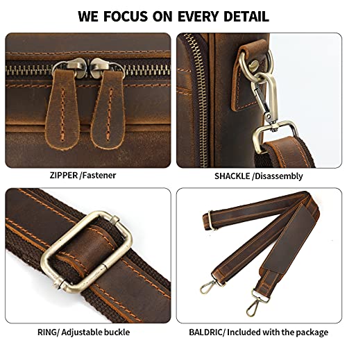 Image of Jack&Chris Full Grain Leather Briefcase for Men, Business Messenger Bag Laptop Bag Attache Case, Fits 15.6 Inch Laptop