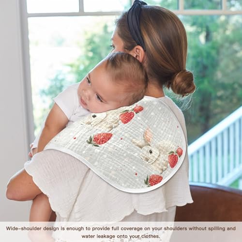 vvfelixl Baby Burp Cloths Rabbit Strawberries Baby Newborn Cotton Burping Cloths Set Babys Washcloths 4 Pack4