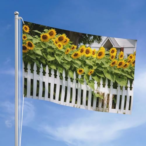 Drapeau de clôture tournesols blancs 1,2x1,8m double face - 2