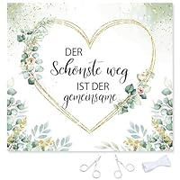 Hochzeitsherz zum Ausschneiden 200x180cm,Herz Ausschneiden Hochzeit mit 2 Scheren und Seil,Bettlaken Hochzeitsdekoration für Draußen,Geschenk zur Hochzeit Personalisiert,Hochzeit überraschung