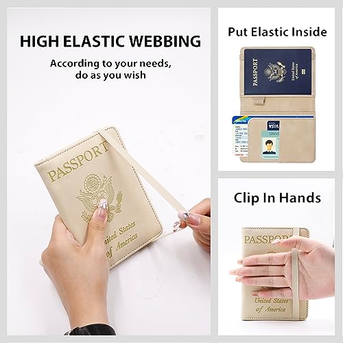 Image of Melsbrinna Premium Leather Passport Holder Covers Case, Waterproof Rfid Blocking Travel Wallet Passport Holder with Pen Holder, Cute Passport Book for Women /Men