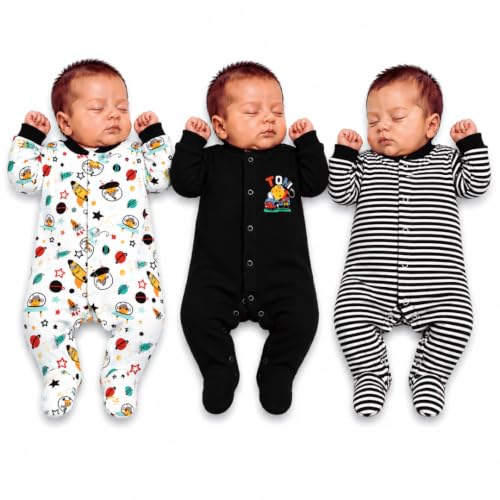 Image of Baby Footed Sleepsuit, Full Sleeve Romper Pack of 3