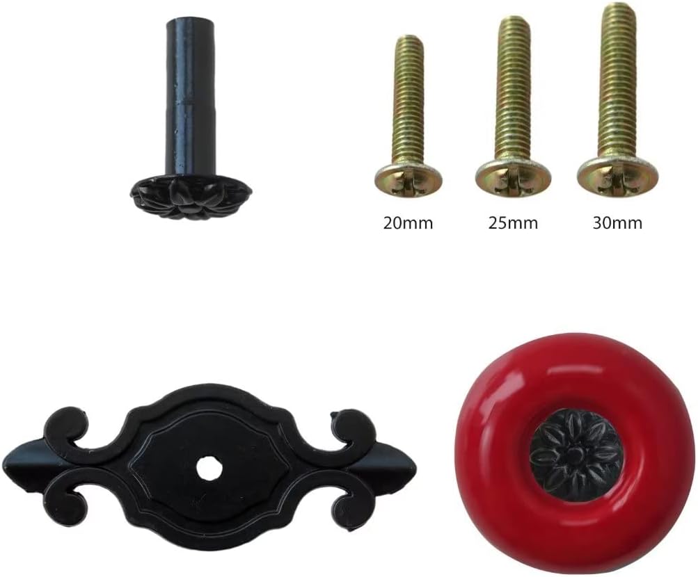 YUYIKES 12Pcs Vintage Ceramic Cabinet Knobs Handles Pulls for Drawer Closet Dresser Cupboard Wardrobe Furniture Door Kitchen (Red)