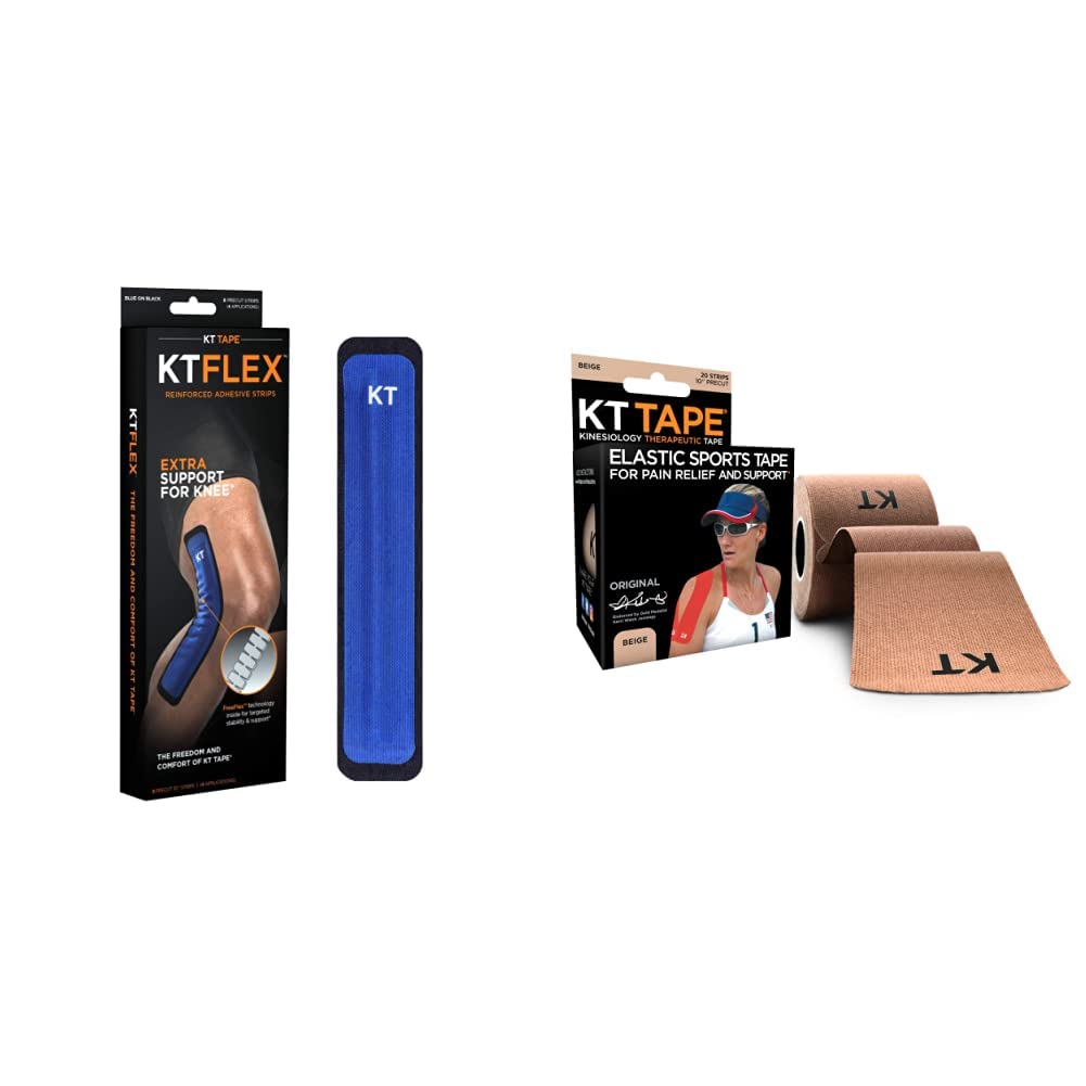 KT Tape KT Flex Reinforced Adhesive Strips for Knees, 8 pack, 10