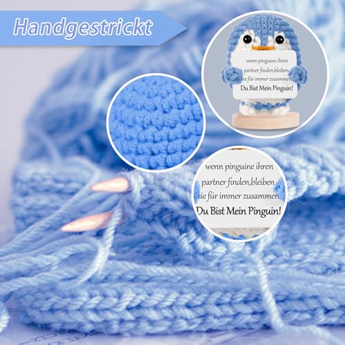 BOAITE Ich Liebe Dich Geschenke für Frauen Männer, Geschenk für Paar- Gestrickter Pinguin, Partner Geschenke, Hochzeitstag, Jahrestag für Sie Ihn, Liebes Geschenk für Ihn Sie