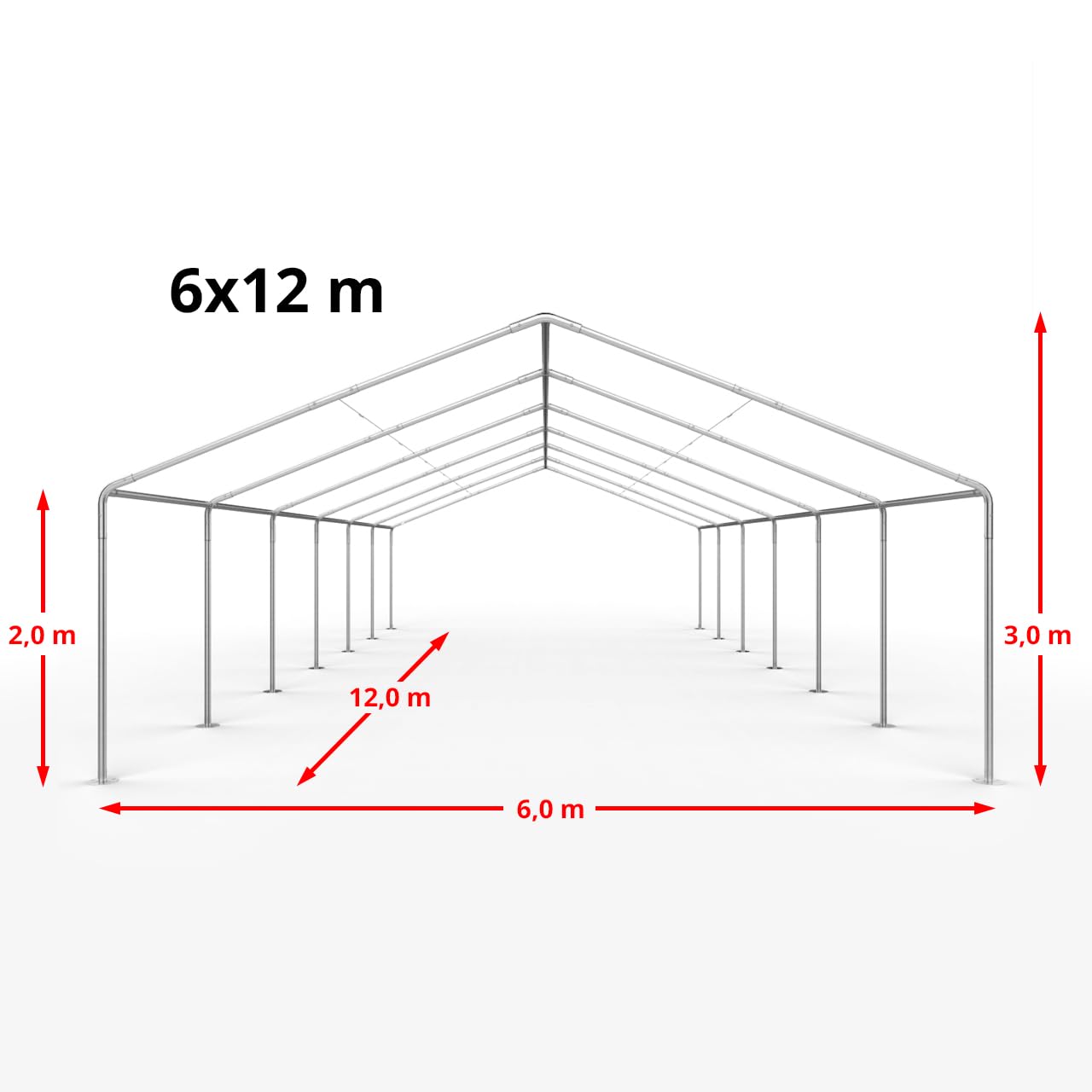 TOOLPORT Carpa para Fiesta 6x12m Carpa para Eventos con Lona PVC 600 N Impermeable y Montaje rápido