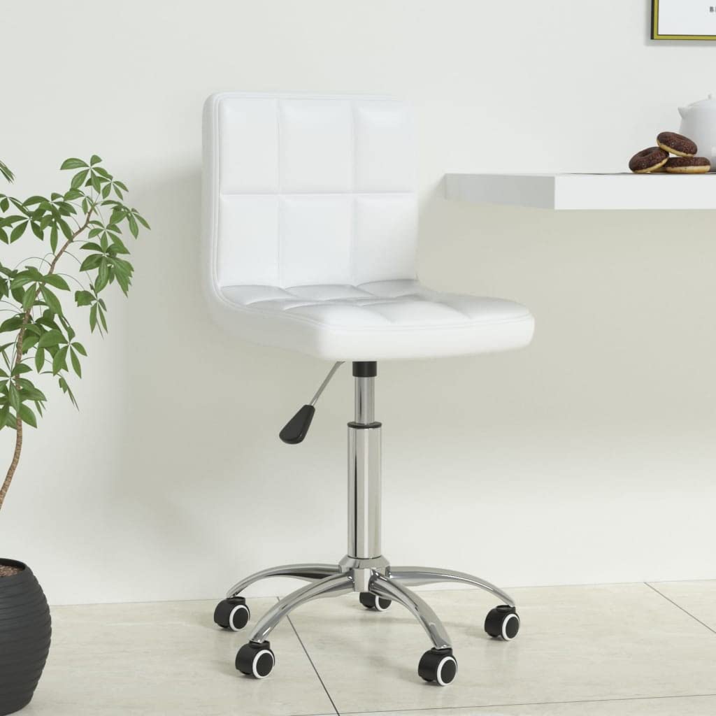 Chaise de bureau pivotante en cuir blanc réglable pour ordinateur