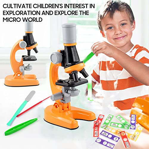 LAOJIA Microscópio,Microscópio 1200X Microscópio Óptico Infantil com Garrafas de Coleção de Luz LED