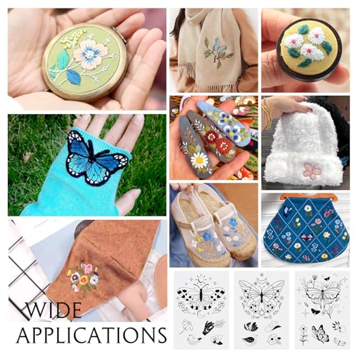 Image of Spritewelry 20 Pcs Butterfly Water Soluble Embroidery Stabilizers, Stick and Stitch Transfer Embroidery Paper Wash Away Adhesive Stabilizers for Hand Sewing Lover Beginners