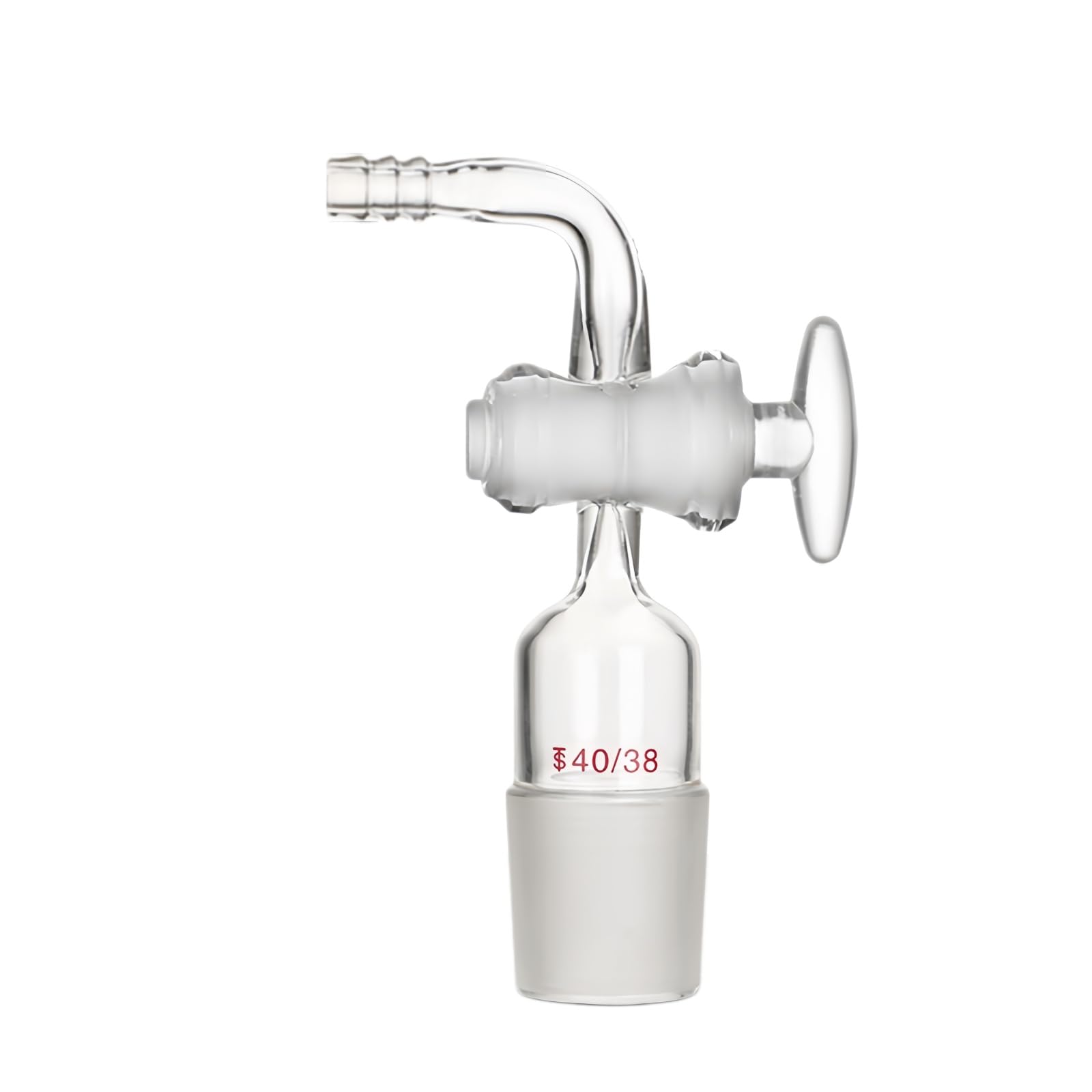 90-Grad Glas Vakuum-Einlassadapter Schlaucholive Schliff-40# Glashahn