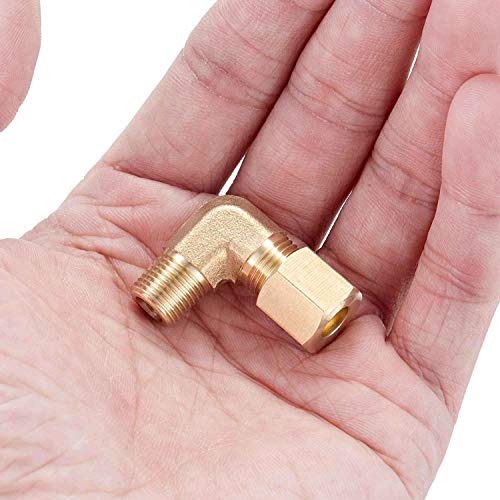Litorange 4 Pack Metal Brass Compression Tube Pipe Fitting Connector, 90 Degree Elbow Adapter thumb #5